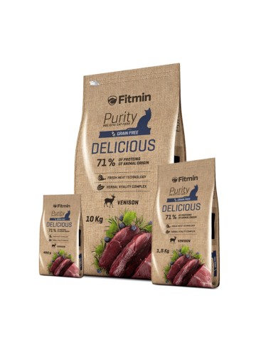 Fitmin Purity Delicious sausas Holistinis begrūdis maistas suaugusioms išrankioms katėms