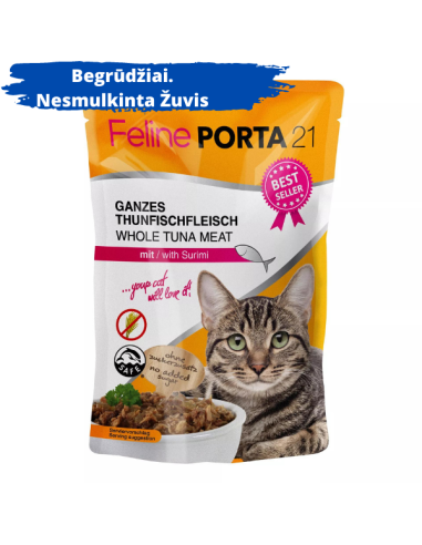 Maistas katėms| Plėšytos mėsos begrūdžiai konservai Feline porta Porta