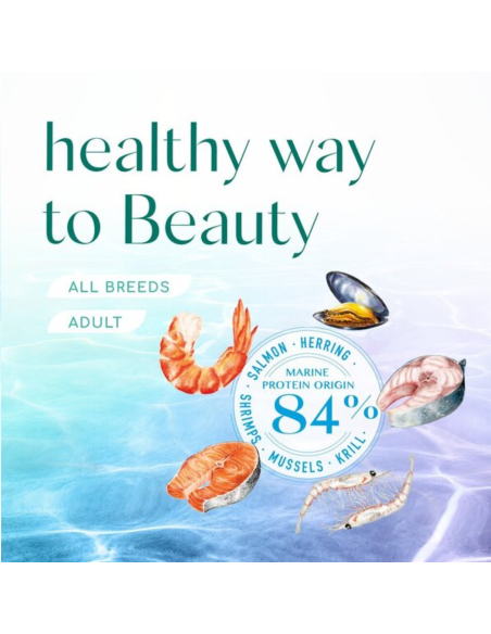 OPTIMEAL Beauty Podium holistinis maistas katėms, su jūrinio maisto formule, kailiui ir odai