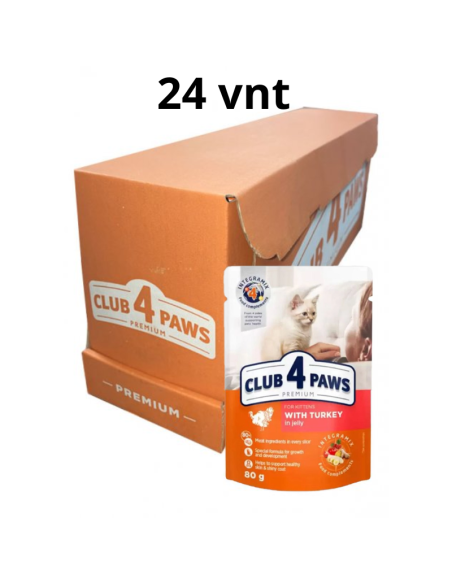 Club 4 paws konservai kačiukams su kalakutiena 80g