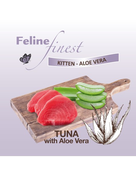 Plėšytos mėsos konservai Porta Feline Finest kačiukams su tunu ir alaviju, 85g