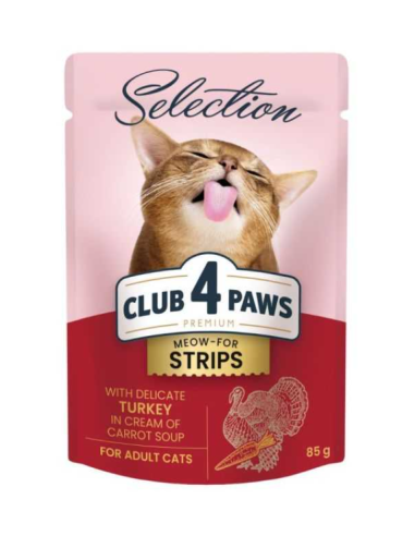 Club4Paws Kalakutienos Juostelės Kreminėje Morkų Sriuboje, 85g