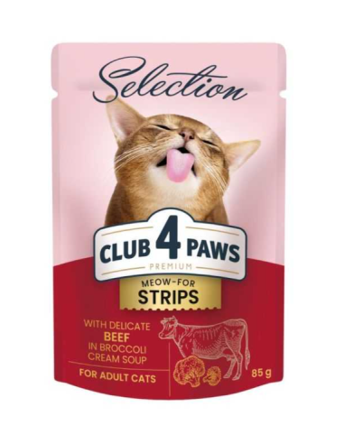 Club4Paws Jautienos Juostelės Kreminėje Brokolių Sriuboje, 85g