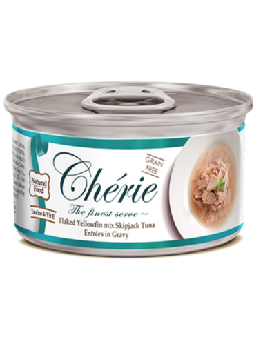 Cherie Signature Gravy begrūdžiai plėšyto tuno konservai suaugusioms katėms, 80g