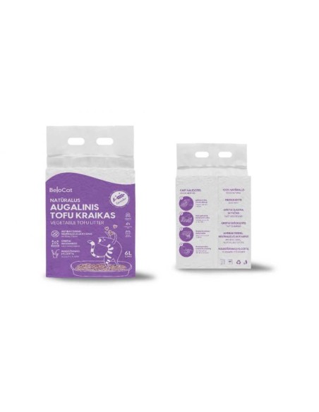 Belocat Tofu Kraikas Katėms, Levandų Kvapo, 8*6 ltr (48ltr)
