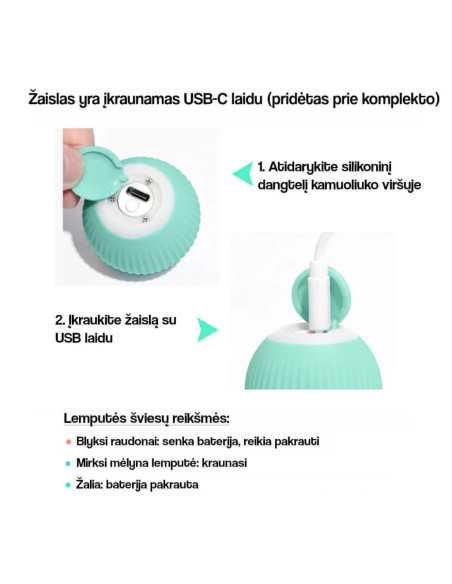 Interaktyvus , savaime judantis kačių žaislas kamuoliukas,mėlynas