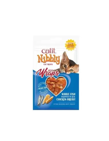 Catit Nibbly Wraps skanėstas katėms džiovinta žuvis su vištiena, 30 g