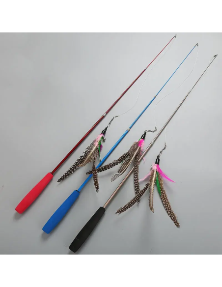 Žaislas katėms ant pagaliuko su plunknelėmis