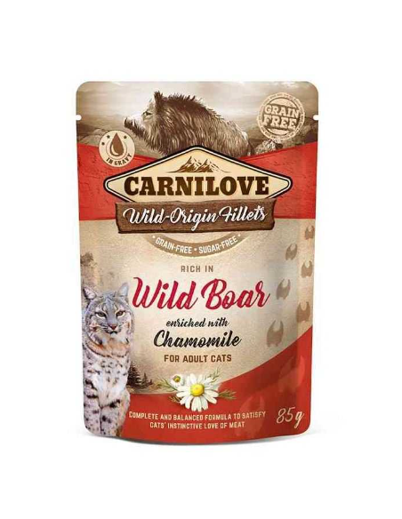 CARNILOVE Wild Boar Chamomile konservai katėms su vištiena