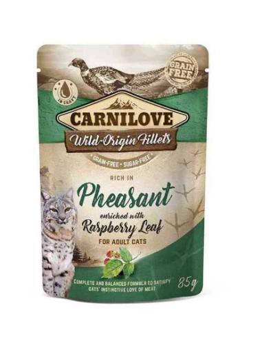 CARNILOVE Pheasant Raspberry Leaves konservai katėms su vištiena, fazano mėsa ir aviečių lapais, 85 g