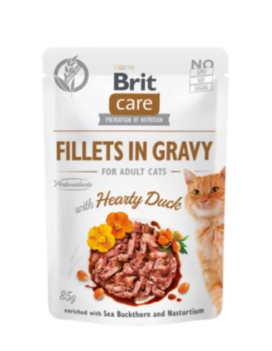 Brit Care Fillets in Gravy Hearty Duck konservai katėms su antiena, 85g