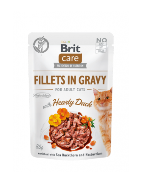 Brit Care Fillets in Gravy Hearty Duck konservai katėms su