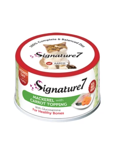 Signature7 konservai katėms su skumbre ir morkomis, 70g