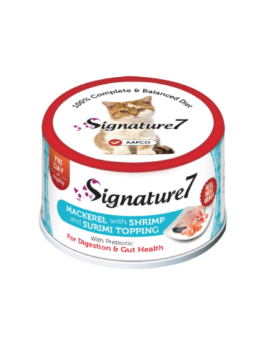 Signature7 konservai su skumbre, krevetėmis ir krabų lazdelėmis, 70g