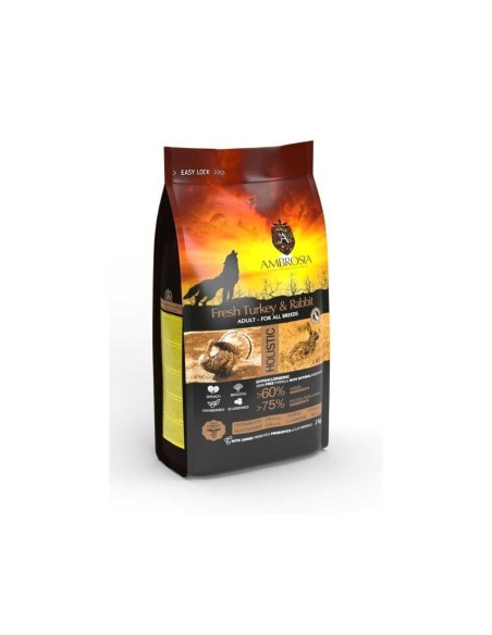 AMBROSIA begrūdis sausas maistas šunims Fresh Turkey & Rabbit