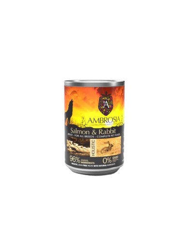 Ambrosia begrūdžiai konsrvai šunims Salmon & Rabbit, 400g