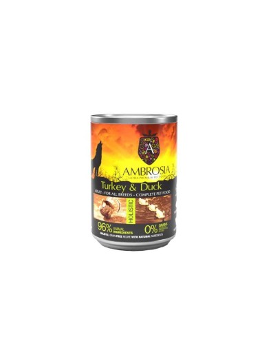 AMBROSIA begrūdžiai konservai šunims Turkey & Duck, 400g