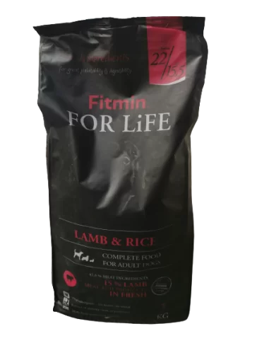 FITMIN FOR LIFE sausas maistas šunims LAMB & RICE, 3kg