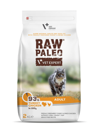 Raw Paleo sausas suaugusių kačių maistas su kalakutiena ir