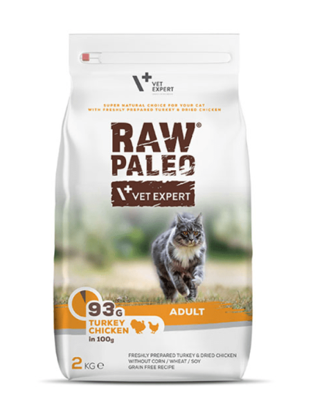 Raw Paleo sausas suaugusių kačių maistas su kalakutiena ir vištiena