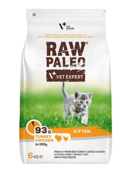 Raw Paleo sausas maistas kačiukams su kalakutiena ir vištiena