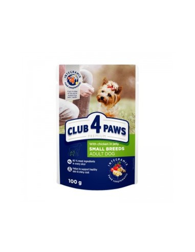 Club 4 Paws Premium konservai su vištiena drebučiuose mažų veislių šunims, 100g