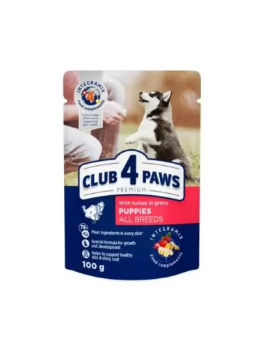 Club 4 Paws Premium konservai su kalakutiena padaže šuniukams, 100g