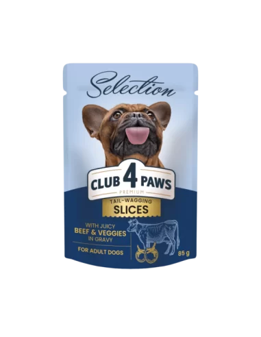 Club 4 Paws Premium Selection konservai su jautiena ir daržovėmis padaže suaugusiems šunims, 85g