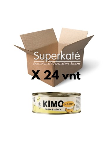 Kimo Chicken&Salmon konservai katėms su vištiena ir lašiša 70g X 24vnt.