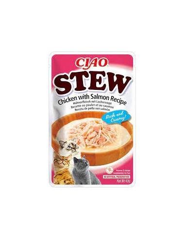 CIAO STEW konservas - skanėstas katėms Chicken with Salmon, 40g