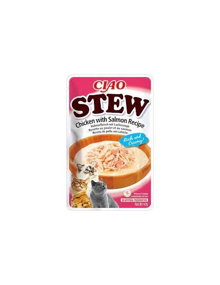 CIAO STEW konservas - skanėstas katėms Chicken with Salmon, 40g