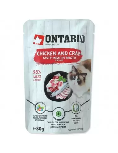 ONTARIO Chicken & Crab - konservai katėms sultinyje,80g
