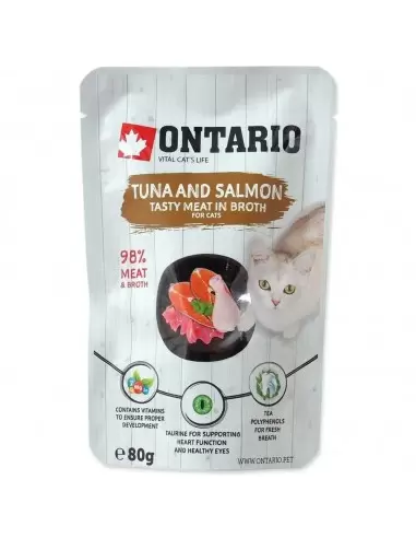 ONTARIO Tuna & Salmon - konservai katėms sultinyje, 80g