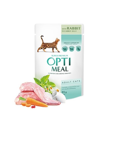 Optimeal konservai suaugusioms katėms su triušiena morkų