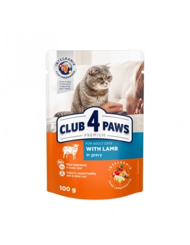 Club4paws konservai suaugusioms katėms ėriena padaže, 100g