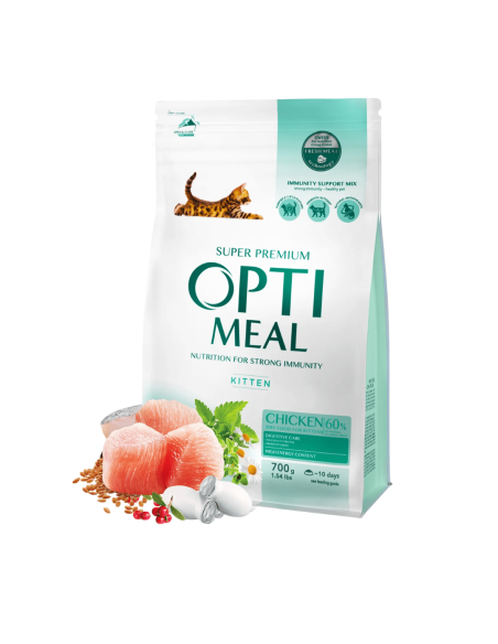 OPTIMEAL visavertis sausas maistas kačiukams su vištiena