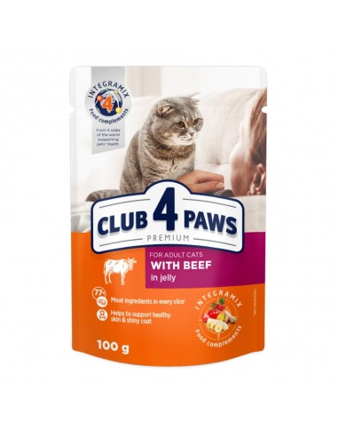 CLUB4PAWS konservai suaugusioms katėms su jautiena, 100g