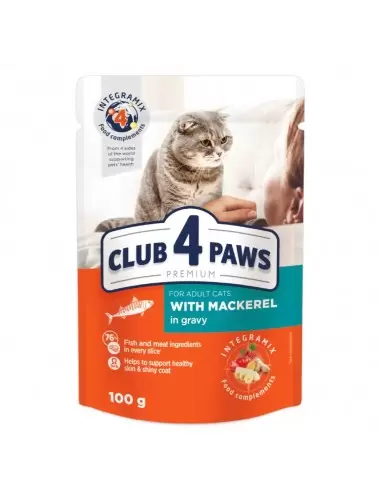 Club4paws konservai suaugusioms katėms su skumbre padaže 100g