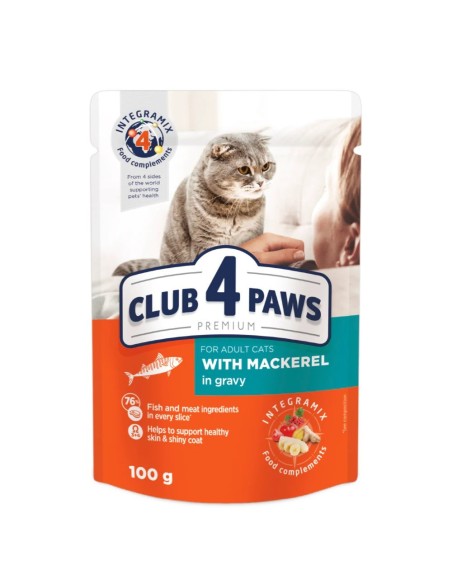 Club 4 paws konservai suaugusioms katėms su skumbre padaže 85g