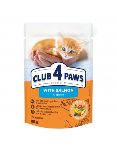 Club4Paws konservai kačiukams su lašiša padaže, 80g