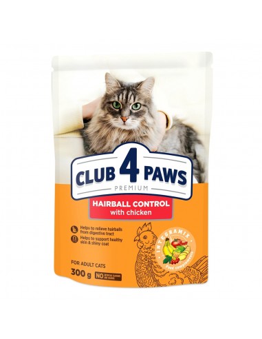 Club4paws sausas maistas suaugusioms katėms nuo plaukų gumuliukų susidarymo