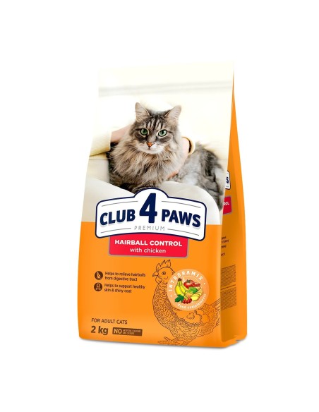 Club4paws sausas maistas suaugusioms katėms nuo plaukų