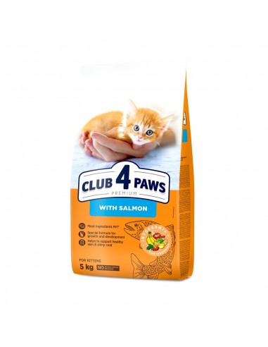 CLUB4PAWS PREMIUM sausas maistas kačiukams su lašiša, 5 kg