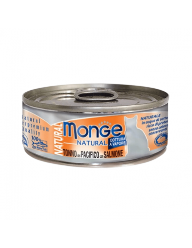 Monge Natural geltonpelekis tunas su lašiša, 80g