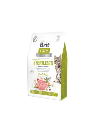 BRIT CARE Cat GF Sterilized Immunity Support Fesh Pork sausas maistas katėms su kiauliena