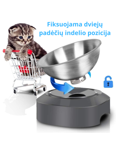 Nerūdijančio plieno indelis su paaukštinimu katėms ir šunims