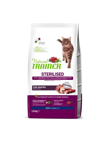 NATURAL TRAINER Cat Adult Sterilised DUCK Su Antiena