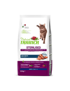 NATURAL TRAINER Cat Adult Sterilised TROUT Su Upėtakiu