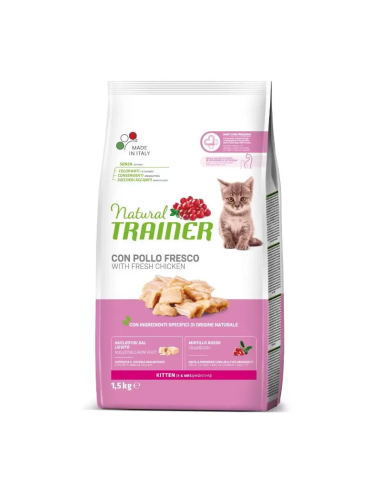 NATURAL TRAINER Cat Kitten Chicken Kačiukams Su Vištiena