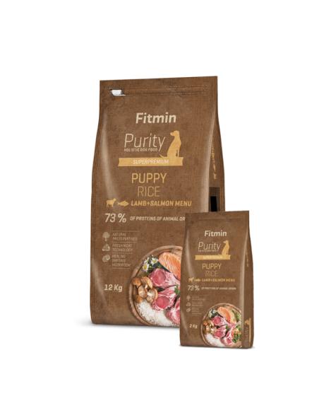 Fitmin Purity Puppy Lamb & Salmon with Rice sausas maistas